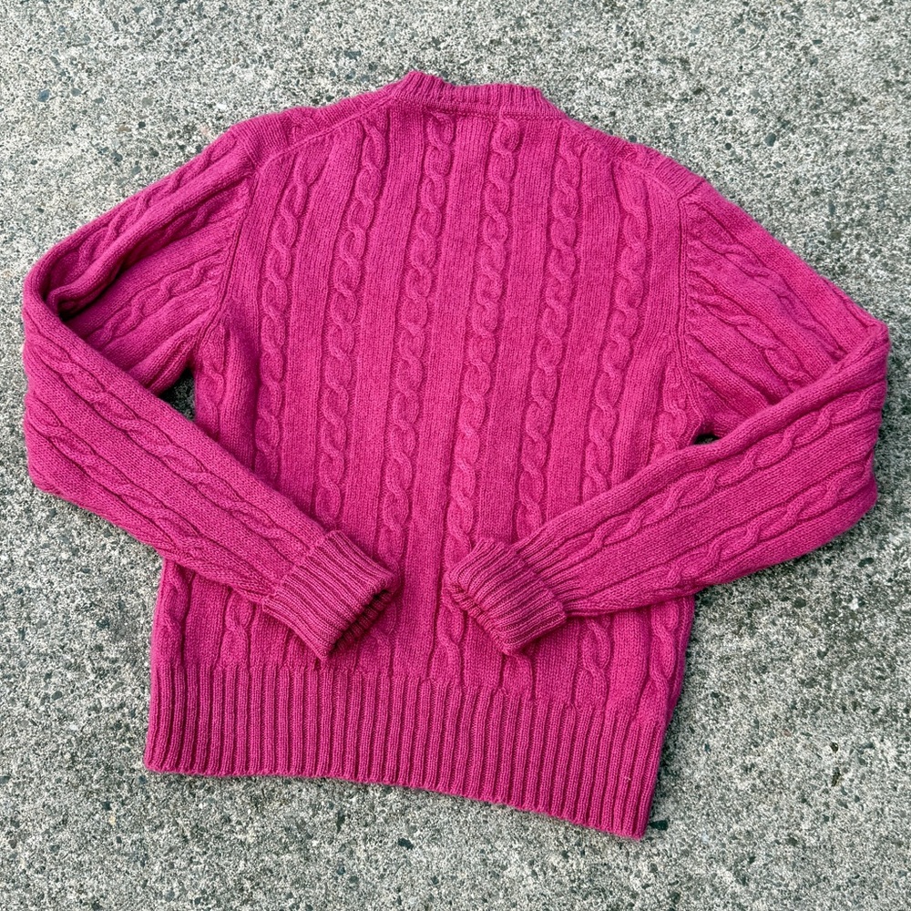 Boston Clippers 100% Shetland Wool Cable Knit Sweater Women’s M Pink - Picture 5 of 7